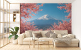 Self-Adhesive Mount Fuji Cherry Blossom Wall Mural – Natural Scenic Landscape for Bedroom
