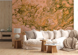 Non-Woven Wall Mural – Abstract Marble Flow in Warm Beige Tones, Modern Interior Design