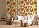 Self-Adhesive Tropical Parrot Wallpaper | Vintage Botanical Birds Pattern | Removable Wall Mural for Living Room Bedroom Interior