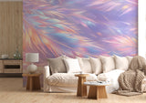 Peel and Stick Wall Mural Pastel Iridescent Feathers for Bedroom & Home Office