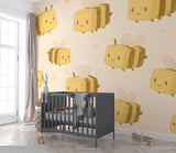 Cute Wall Murals for Kids Room, Self-Adhesive Full Wall Wallpaper “Rectangular Bees” Print for Playroom, Children’s Art for Nursery 🐝✨