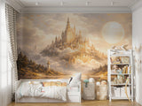 Non-Woven Wall Mural Castle on the Misty Mountain – Magical Kids Room Decor