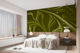 Olive Green Abstract Marble Wall Mural – Modern Minimalist Peel and Stick Wallpaper for Living Room & Bedroom