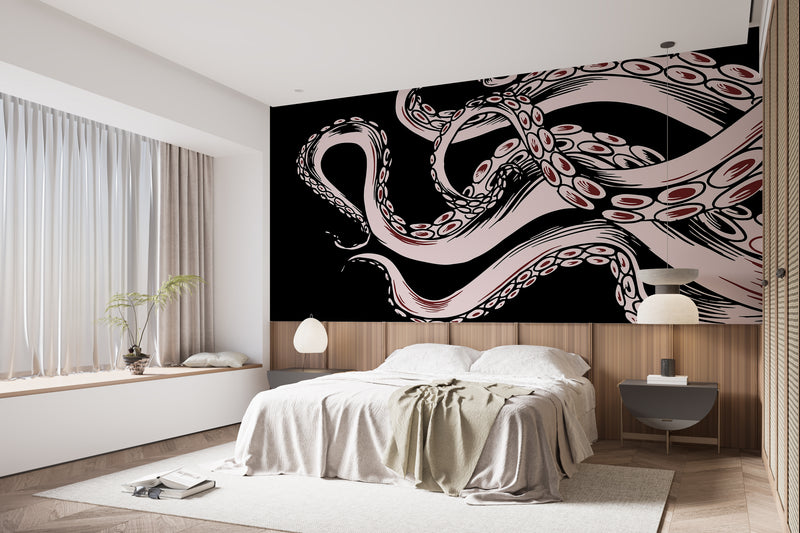Ocean Theme Self-Adhesive Wallpaper for Gym, Office, Bedroom – "Octopus Tentacles: Breath of the Abyss"