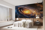 Art Design For Space Self-Adhesive Full Wall Wallpaper Print For Living Room And Bedroom "Spiral Galaxy In Fiery Glow" Design For Lovers Of The Mysterious Universe 🌌