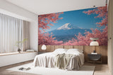 Self-Adhesive Mount Fuji Cherry Blossom Wall Mural – Natural Scenic Landscape for Bedroom