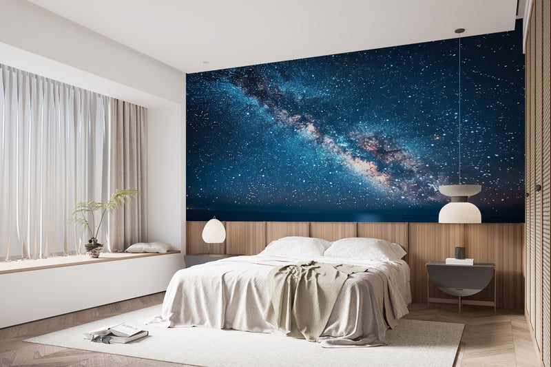 Accent Wall Non-Woven Wallpaper For Living Room, Kids Room, Bedroom | Home Decor "Milky Way Over The Sea" 🌌