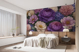 Self Adhesive Floral Wallpaper – Peony & Hydrangea Wall Mural, Removable Botanical Wall Decor