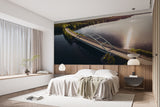 Road Above Water Wall Mural Peel and Stick Bridge Print for Living Room, Bedroom or Office Architectural Accent Wall Art