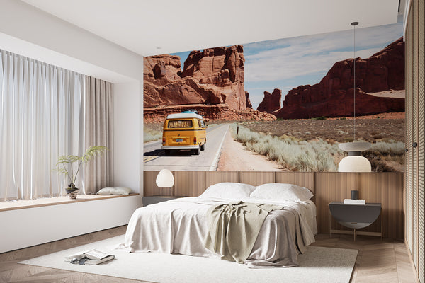 Road Print Travel Poster Nature For Home Quarry Wallpaper Peel and Stick Mural For Living Room, Bedroom, Office