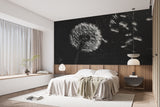Peel and Stick Wall Mural Black and White Dandelion for Office