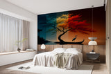 Non-woven photo wallpaper ‘Japanese Seasonal Tree’ — Conceptual art print for bedroom and hall, an elegant interior design choice for modern spaces and venues