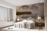 Nature Lake Wallpaper Boat Near Foggy Lake Vinyl Wallpaper Peel and Stick For Living Room, Bedroom, Relaxation Area