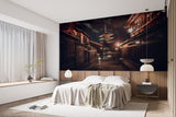Peel and Stick Wallpaper Japanese Night Street – Vintage Japanese Print for Bedroom and Living Room | Japanese Street Wall Mural