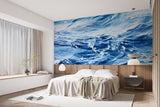 Peel and Stick Wall Mural for Living Room – Blue Ocean Waves Refreshing Design