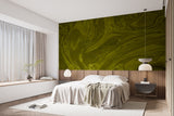 Dark Olive Green Abstract Marble Wall Mural – Modern Peel and Stick Wallpaper, Fluid Art Texture for Contemporary Interior