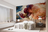 Abstract Floral Ink Non-Woven Wall Mural – Elegant Modern Flower Art Wallpaper