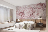 Non-Woven Wall Mural Soft Pink Peonies Floral Decor for Restaurant & Bedroom