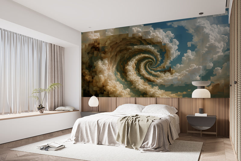 Modern Style Alternative Vision Of The Sky Wall Mural Self-Adhesive Wallpaper For Office "Mosaic Sky" Art Design For Bedroom Large Poster For Living Room Calm Colors ✨