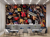 Rock & Roll Music Instruments Wall Mural - Non-Woven Wallpaper