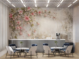 Peel and Stick  Floral Wallpaper – Vintage Pink Blossoms Wall Mural for Bedroom