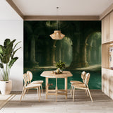 Wall Print Self-Adhesive Wall Murals With Architecture Image For Living Room Kitchen "Lost Temple Of Water" 🏛