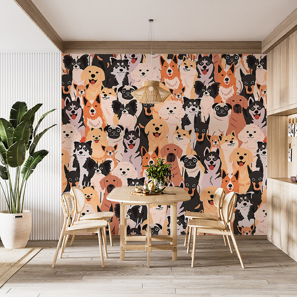 Self-Adhesive Wall Murals Full Wall Collage With Dogs For Cozy Bedroom  Living Room 🐾"Happy Pets"🐾