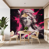 Peel and Stick Wall Mural “Neon Antiquity” – Neoclassical Art for Office or Gaming Room