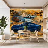 Vintage-style car wallpaper Peel and Stick wall mural for living room, kids' room, art wall in the hall, and office wall print 🚙