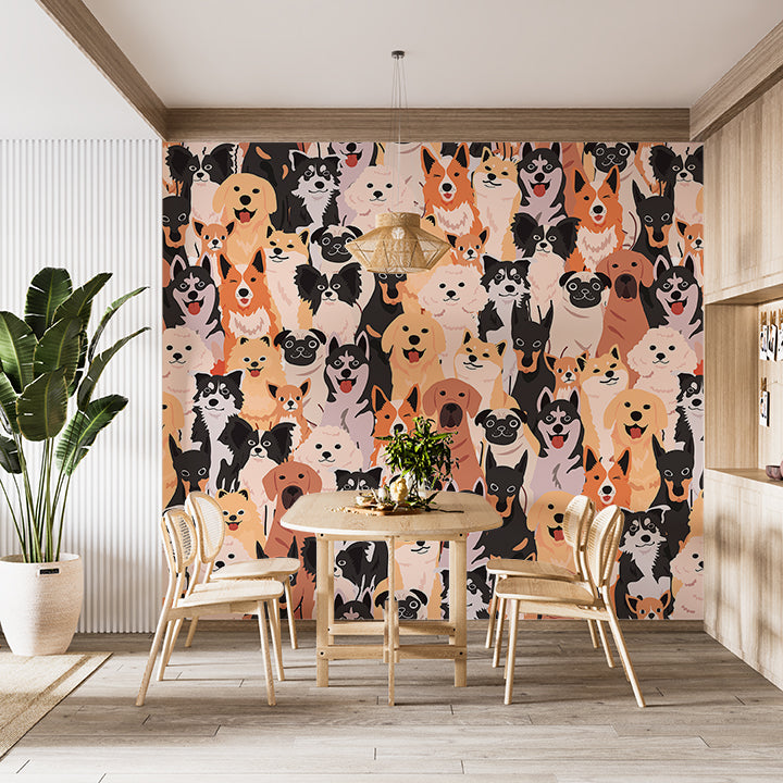 Self-Adhesive Wall Murals Full Wall Collage With Dogs For Cozy Bedroom  Living Room 🐾"Happy Pets"🐾