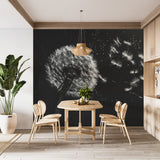 Peel and Stick Wall Mural Black and White Dandelion for Office