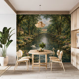 Peel and Stick Vintage Wallpaper Swans on the Lake  Wall Mural for Living Room
