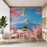 Self-Adhesive Mount Fuji Cherry Blossom Wall Mural – Natural Scenic Landscape for Bedroom