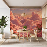 Self-Adhesive Wallpaper Pink Floral Clouds for Living Room