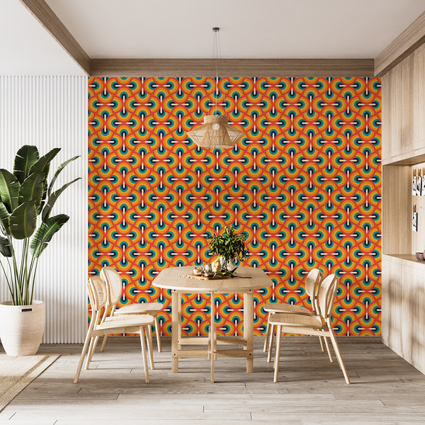 Vintage Style Wallpaper Traditional Wall Mural Retro 60s And 70s Office Print Design For Venue Wall Poster For Kitchen