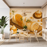 Wall mural for kitchen "Pumpkin Desserts" – full wall self-adhesive wallpaper, art design for cafes in French cuisine style 🍰