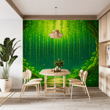 Nature Art For Kids Room Wallpaper Print For Nursery Self-Adhesive Wall Mural For Baby Room Full Wall Poster "Green Arch In The Forest"🌿
