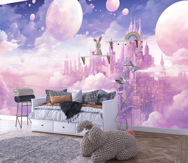 Peel and Stick Wall Mural For Kids Room "Dreamy Cloud Kingdom", Designed To Inspire Imagination And Create New Adventures