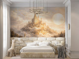 Non-Woven Wall Mural Castle on the Misty Mountain – Magical Kids Room Decor