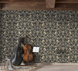 Vintage Style Vinyl Wallpaper Wallpaper for Themed Venue Design, Living Room, or Bedroom. Wall Print 'Royal Damask Ornament'