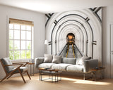 Urban Style Industrial Art Non-Woven Wall Mural For Entire Wall In Living Room Visual Space Enlargement Excavator Underground Tunnel Print For Office