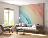 Non-Woven Wall Mural with Hand-Painted Rainbow for a Magical Children’s Room