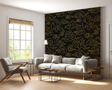 Luxury Chinese Cloud Peel and Stick Wallpaper – Black and Gold Oriental Self-Adhesive Wall Mural