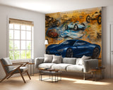 Vintage-style car wallpaper Peel and Stick wall mural for living room, kids' room, art wall in the hall, and office wall print 🚙