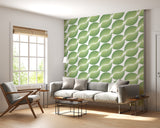 Green Leaf Geometric Pattern Wall Mural – Modern Botanical Traditional Wallpaper, Seamless Nature Wall Design