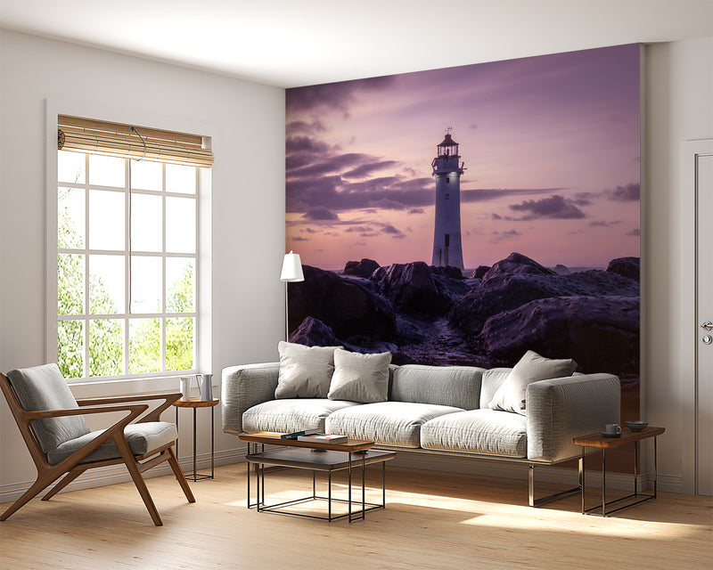 Natural Print Romantic Style Peel and Stick Wall Mural For Living Room And Bedroom Lighthouse Art For Entire Wall