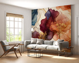 Abstract Floral Ink Non-Woven Wall Mural – Elegant Modern Flower Art Wallpaper