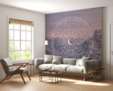 Zodiac Wheel Peel and Stick Wall Mural – Celestial Astrology Wallpaper for Meditation Room