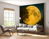 Natural Print Peel and Stick Mural For Living Room, Bedroom Office Poster "Mysterious Glow Of The Full Moon Over The Lake"