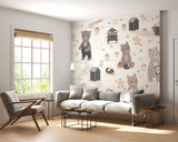 Cute Honey Bear Wallpaper • Sweet Beehive Peel and Stick or Non-Woven Wall Mural